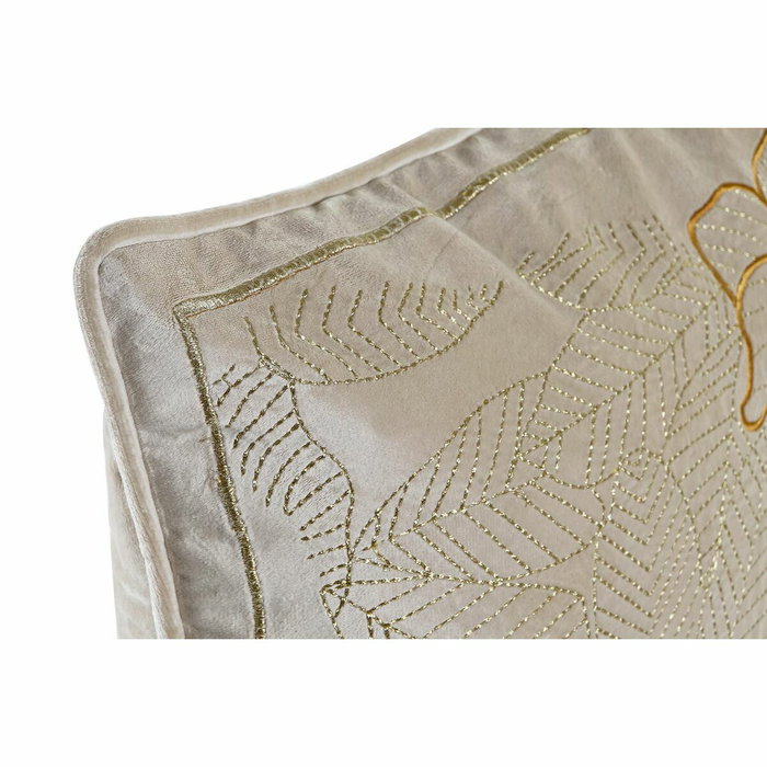 DKD Home Decor Cojín de Flores Bordadas Dorado DKD Home Decor Cojín de Flores Bordadas Dorado