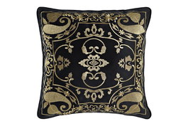 DKD Home Decor Cojín Árabe Negro Dorado Poliester 10 x 45 x 45 cm