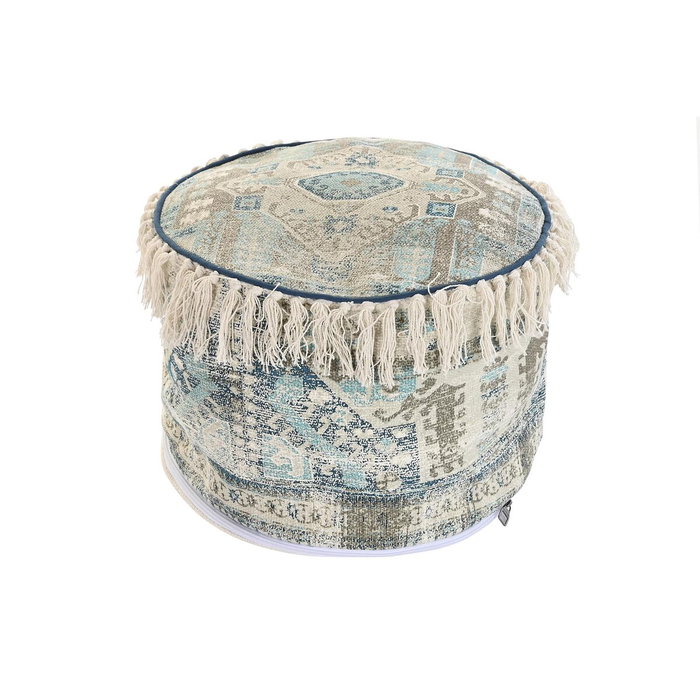 DKD Home Decor Cojín de Suelo Algodón 40x40x40 Flecos Azul