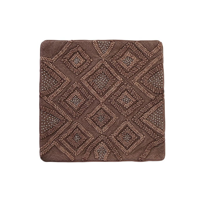 DKD Home Decor Funda de Cojín de Algodón con Diseño de Rombos Marrón 50x50 cm