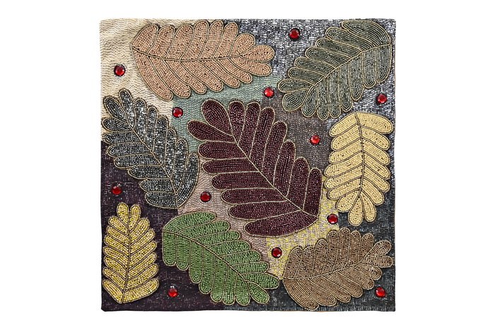 DKD Home Decor Funda Cojín Multicolor 1 x 50 x 50 cm con Hojas en Poliéster