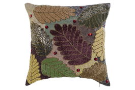 DKD Home Decor Funda Cojín Multicolor 1 x 50 x 50 cm con Hojas en Poliéster