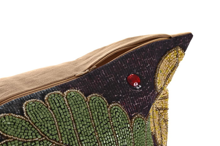 DKD Home Decor Funda Cojín Multicolor 1 x 50 x 50 cm con Hojas en Poliéster