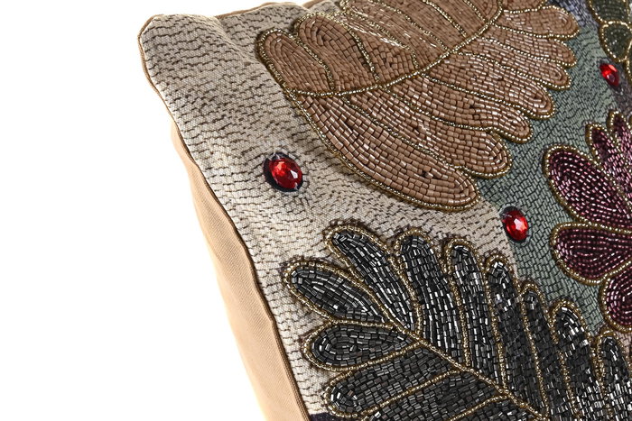 DKD Home Decor Funda Cojín Multicolor 1 x 50 x 50 cm con Hojas en Poliéster