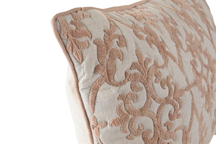 DKD Home Decor Funda de Cojín de Algodón Bordado Beige 60x40 cm