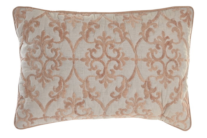 DKD Home Decor Funda de Cojín de Algodón Bordado Beige 60x40 cm