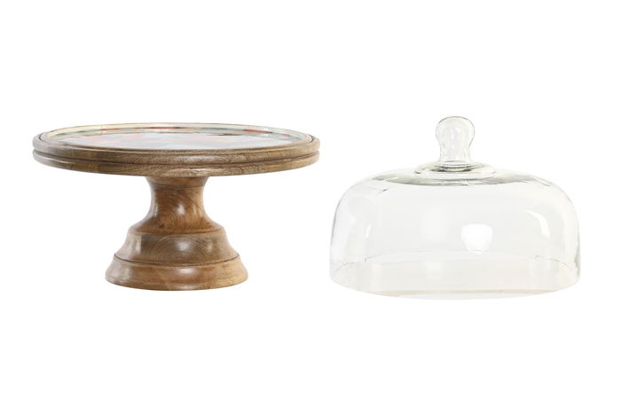 DKD Home Decor Bandeja Tropical Verde Natural Mango Cristal 30 x 33 x 30 cm