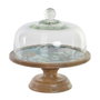 DKD Home Decor Bandeja Mango Cristal Tropical Esmaltado Verde y Natural 30x30x33 cm