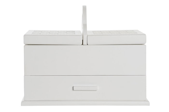 DKD Home Decor Joyero Romantico Marfil Blanco 17 x 24 x 30 cm MDF Cristal