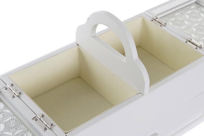 DKD Home Decor Joyero Romantico Marfil Blanco 17 x 24 x 30 cm MDF Cristal