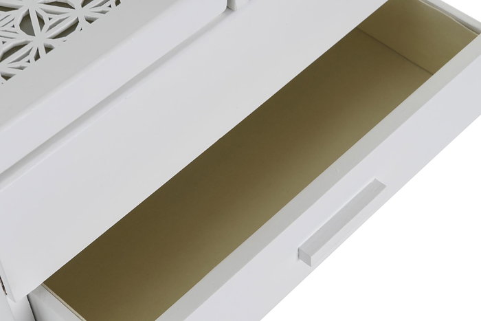 DKD Home Decor Joyero Romantico Marfil Blanco 17 x 24 x 30 cm MDF Cristal