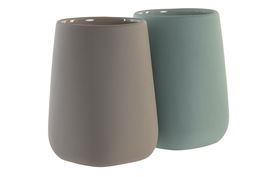 DKD Home Decor Vaso Beige y Verde Menta de Dolomita (2 Unidades) 8 x 11 x 8 cm