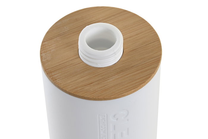 DKD Home Decor Dosificador Blanco Natural Pp y Bambu 9 x 15.5 x 7 cm