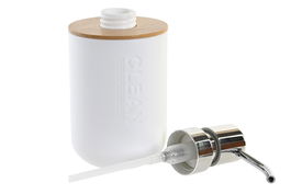 DKD Home Decor Dosificador Blanco Natural Pp y Bambu 9 x 15.5 x 7 cm