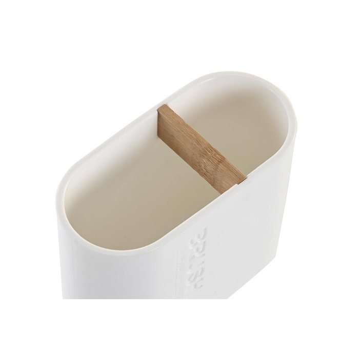 DKD Home Decor Vaso de PP y Bambú Blanco y Natural 11,5x5,5x10,5 cm