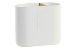 DKD Home Decor Vaso Basicos Blanco Natural Polipropileno Bambú 11.5 x 5.5 x 10.5 cm
