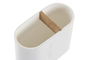 DKD Home Decor Vaso Basicos Blanco Natural Polipropileno Bambú 11.5 x 5.5 x 10.5 cm