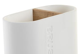 DKD Home Decor Vaso Basicos Blanco Natural Polipropileno Bambú 11.5 x 5.5 x 10.5 cm