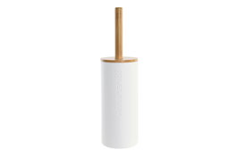 DKD Home Decor Escobillero Basicos Blanco Natural PP Bambu 9 x 9 x 35.5 cm