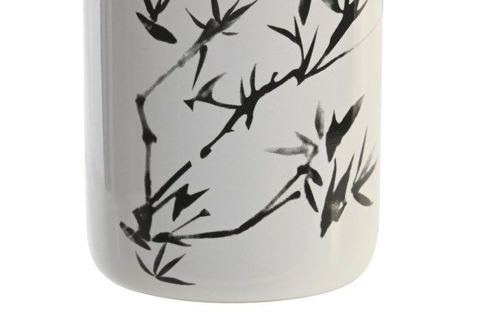 DKD Home Decor Vaso Oriental Blanco Negro Gres 7.6 x 11 x 7.6 cm
