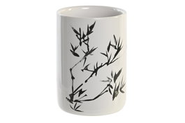 DKD Home Decor Vaso Oriental Blanco Negro Gres 7.6 x 11 x 7.6 cm