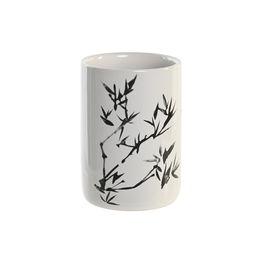 DKD Home Decor Vaso Oriental Blanco Negro Gres 7.6 x 11 x 7.6 cm