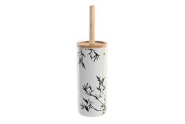 DKD Home Decor Escobillero Oriental Blanco Negro 10 x 38.5 x 10 cm