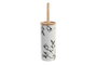 DKD Home Decor Escobillero Hevea de Hevea y Gres Blanco y Negro 10x10x38,5 cm
