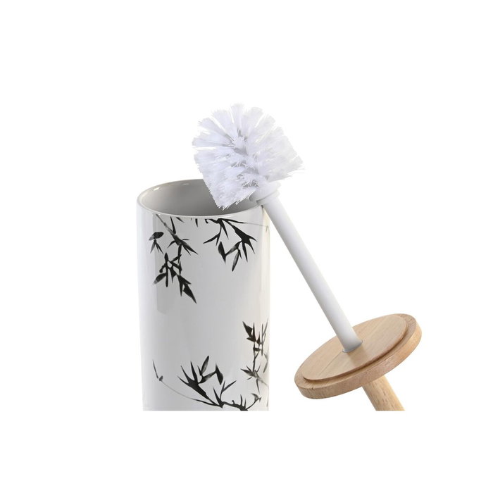 DKD Home Decor Escobillero Hevea de Hevea y Gres Blanco y Negro 10x10x38,5 cm