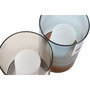 DKD Home Decor Set de 2 Portavelas de Cristal Gris y Azul con Velas con Incluir