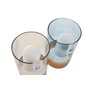 DKD Home Decor Set de 2 Portavelas de Cristal Gris y Azul con Velas con Incluir