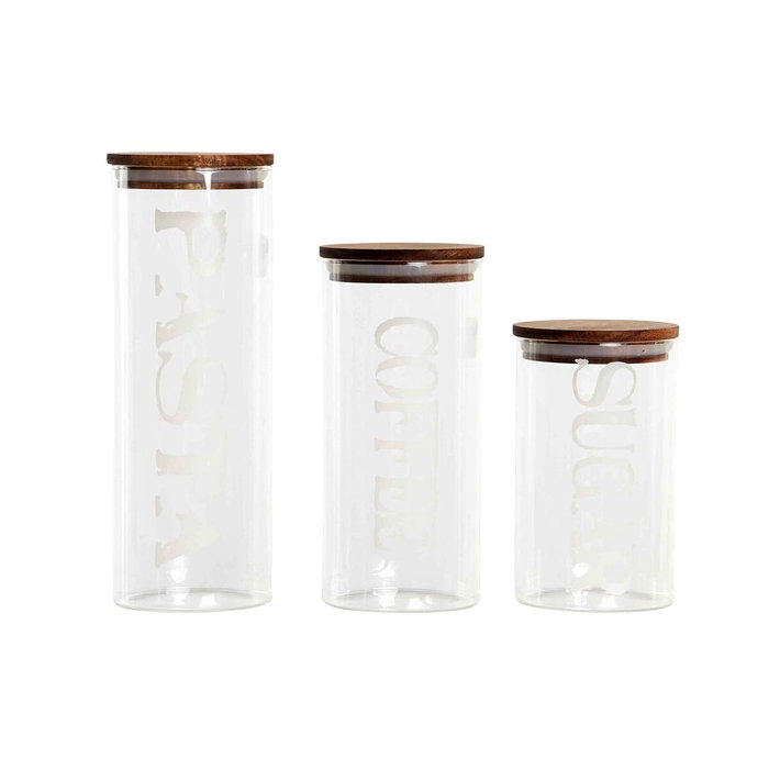 DKD Home Decor Set de 3 Botes de Borosilicato 1,8L con Letras