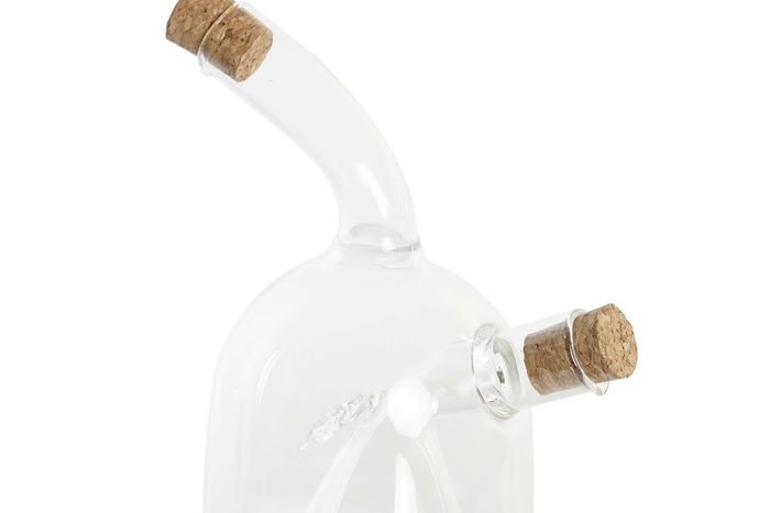 DKD Home Decor Aceitera Vinagrera Transparente Vidrio Borosilicato Corcho 12 x 10 x 18.6 cm