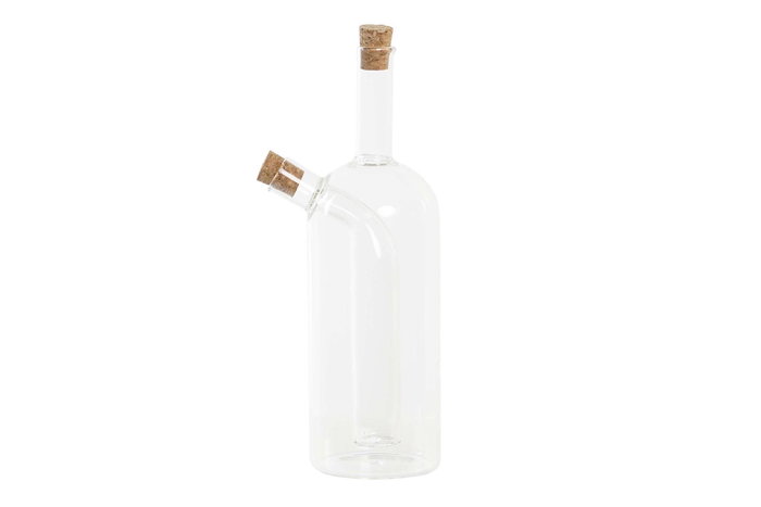 DKD Home Decor Aceitera Vinagrera Basicos de Borosilicato y Corcho Transparente 500 ml (6.5 x 21.5 x 9 cm)