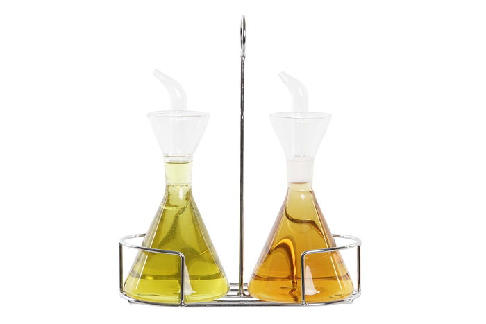 DKD Home Decor Aceitera Vinagrera Set de 2 Transparente Borosilicato Metal 10 x 23.5 x 19.5 cm Capacidad 200 ml DKD Home Decor Aceitera Vinagrera Set de 2 Transparente Borosilicato Metal 10 x 23.5 x 19.5 cm Capacidad 200 ml