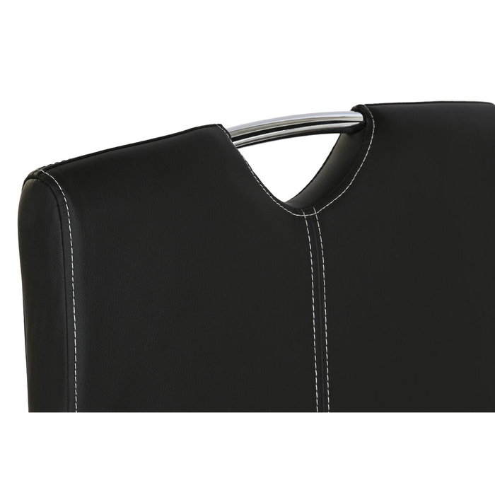 DKD Home Decor Silla de Metal y PU Negro