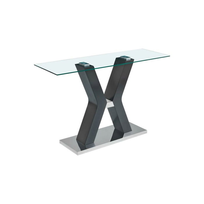 DKD Home Decor Consola de Cristal Templado y MDF Negro 120x40x76 cm