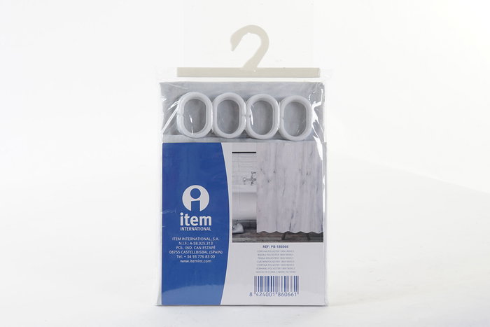 DKD Home Decor Cortina Baño Marmol Glam 180x180x0.5 cm Poliester