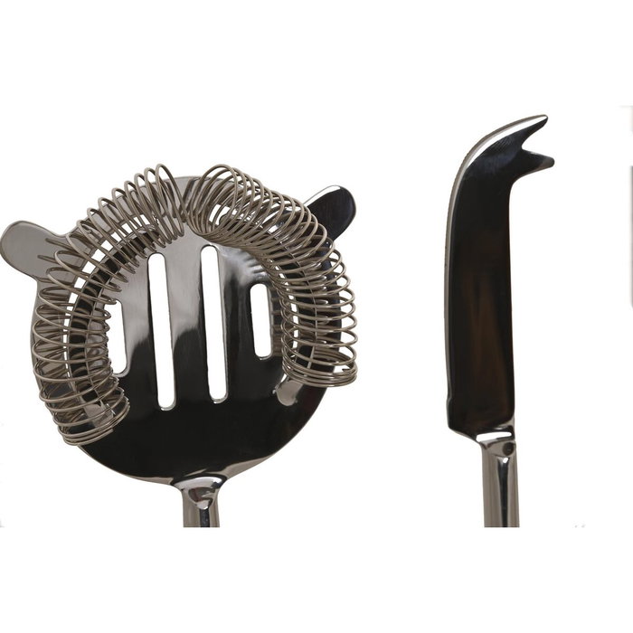 DKD Home Decor Set de Coctelería PERRO 4 Piezas en Acero Inoxidable Cromado Plateado