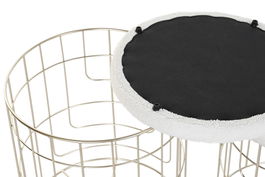 DKD Home Decor Reposapiés Moderno Dorado Blanco Metal Poliester 38 x 44 x 38 cm Set de 2