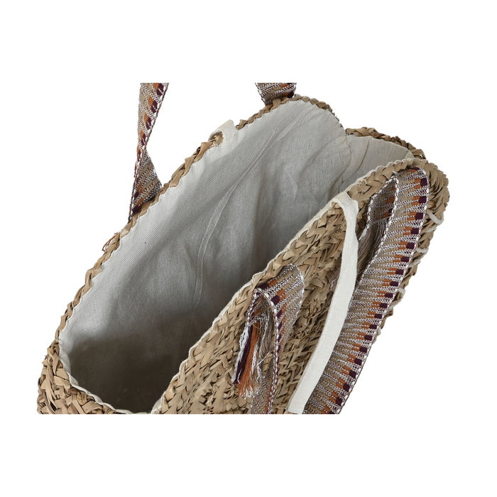 DKD Home Decor Bolso Mediterraneo Naranja Marron 10 x 66 x 41 cm (2 Unidades) Seagrass Etno Hecho a mano