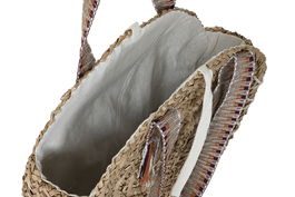 DKD Home Decor Bolso Mediterraneo Naranja Marron 10 x 66 x 41 cm (2 Unidades) Seagrass Etno Hecho a mano