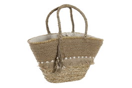 DKD Home Decor Bolso Mediterraneo Natural 15 x 51.5 x 53 cm Seagrass Yute Conchas Hecho a Mano