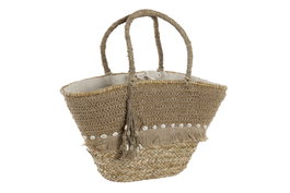 DKD Home Decor Bolso de Seagrass y Yute con Conchas Natural