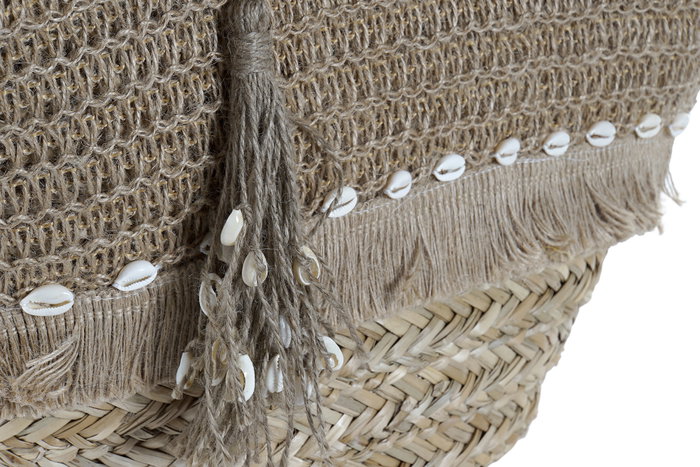 DKD Home Decor Bolso de Seagrass y Yute con Conchas Natural