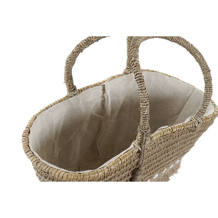 DKD Home Decor Bolso de Seagrass y Yute con Conchas Natural