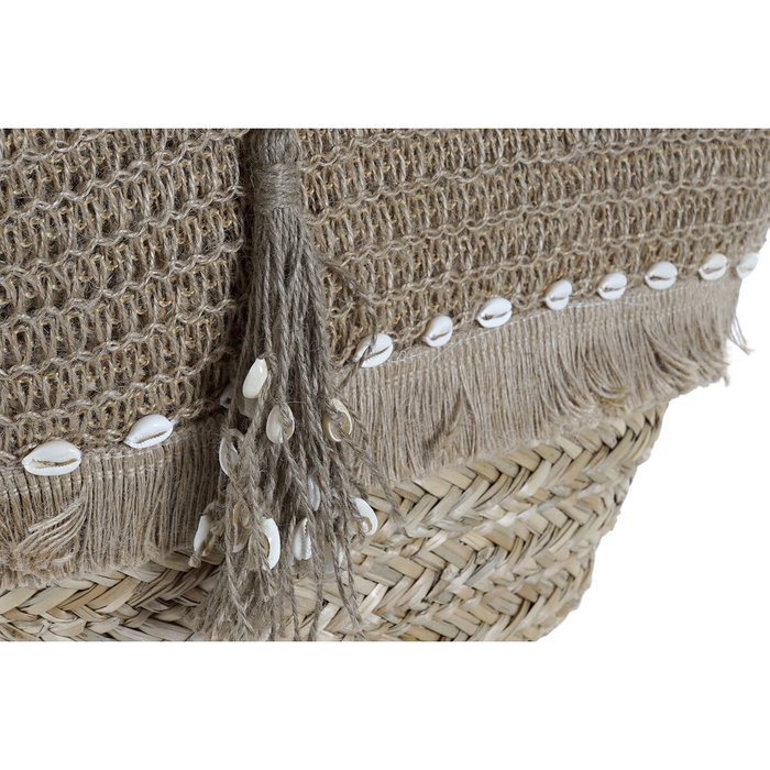 DKD Home Decor Bolso de Seagrass y Yute con Conchas Natural