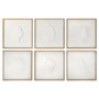DKD Home Decor Set de 6 Cuadros Abeto y Conchas Blanco 50x50 cm
