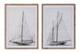 DKD Home Decor Cuadro Atlantico Blanco Madera y Cristal Velero 80 x 60 x 2.5 cm (2 Unidades)