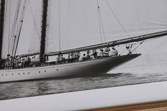 DKD Home Decor Cuadro Atlantico Blanco Madera y Cristal Velero 80 x 60 x 2.5 cm (2 Unidades)